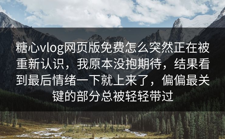 糖心vlog网页版免费怎么突然正在被重新认识，我原本没抱期待，结果看到最后情绪一下就上来了，偏偏最关键的部分总被轻轻带过