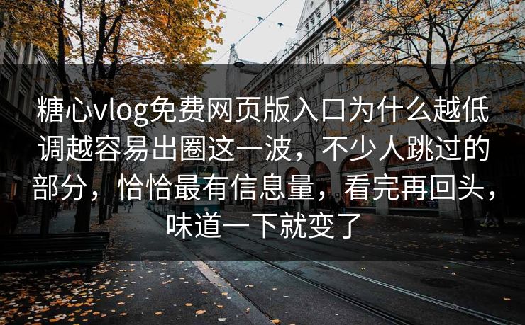 糖心vlog免费网页版入口为什么越低调越容易出圈这一波，不少人跳过的部分，恰恰最有信息量，看完再回头，味道一下就变了