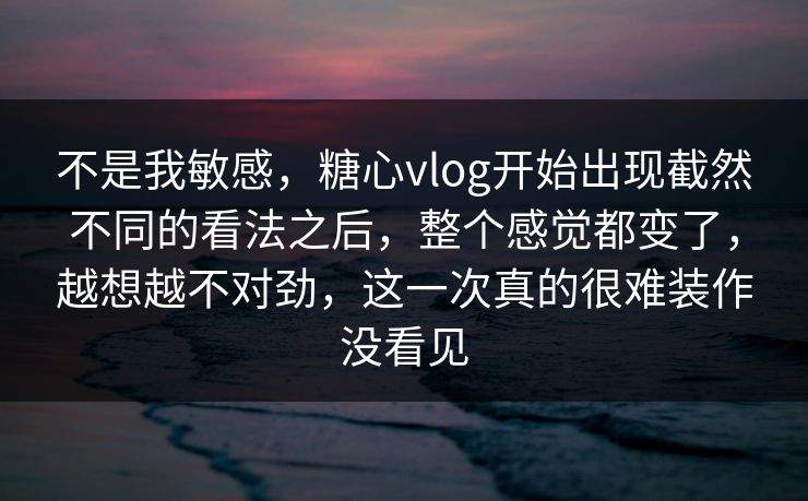 不是我敏感，糖心vlog开始出现截然不同的看法之后，整个感觉都变了，越想越不对劲，这一次真的很难装作没看见