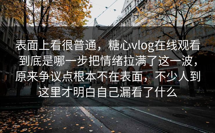 表面上看很普通，糖心vlog在线观看到底是哪一步把情绪拉满了这一波，原来争议点根本不在表面，不少人到这里才明白自己漏看了什么