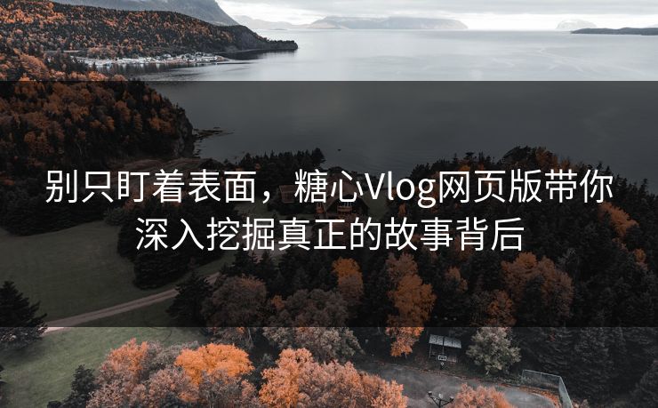 别只盯着表面，糖心Vlog网页版带你深入挖掘真正的故事背后