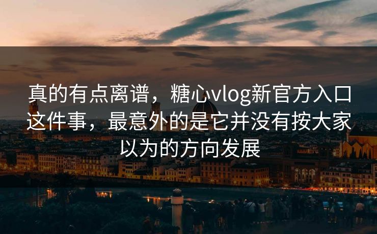 真的有点离谱，糖心vlog新官方入口这件事，最意外的是它并没有按大家以为的方向发展
