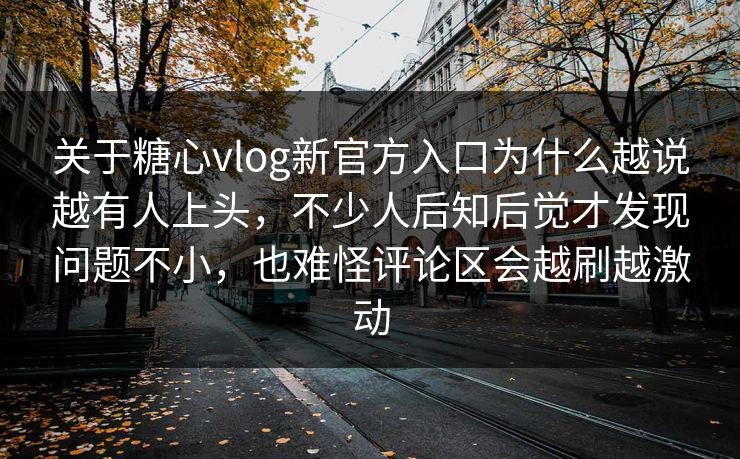 关于糖心vlog新官方入口为什么越说越有人上头，不少人后知后觉才发现问题不小，也难怪评论区会越刷越激动