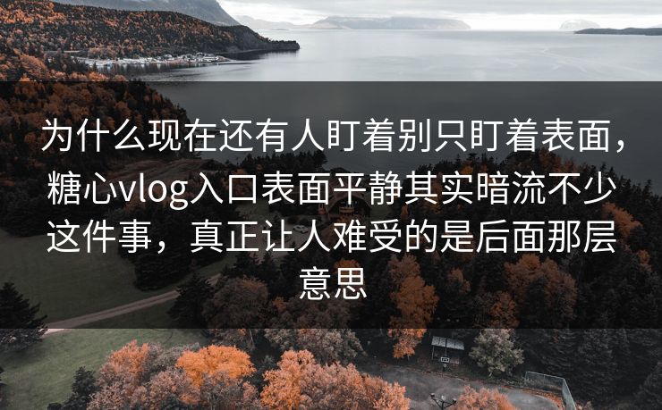 为什么现在还有人盯着别只盯着表面，糖心vlog入口表面平静其实暗流不少这件事，真正让人难受的是后面那层意思
