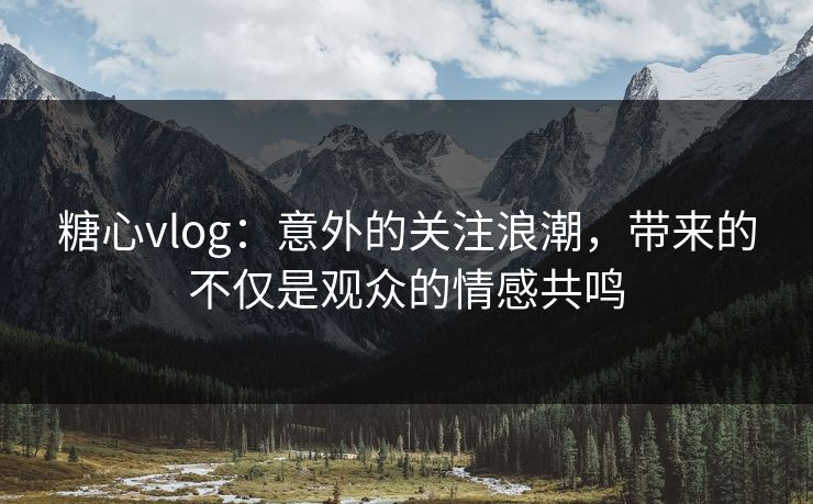 糖心vlog：意外的关注浪潮，带来的不仅是观众的情感共鸣