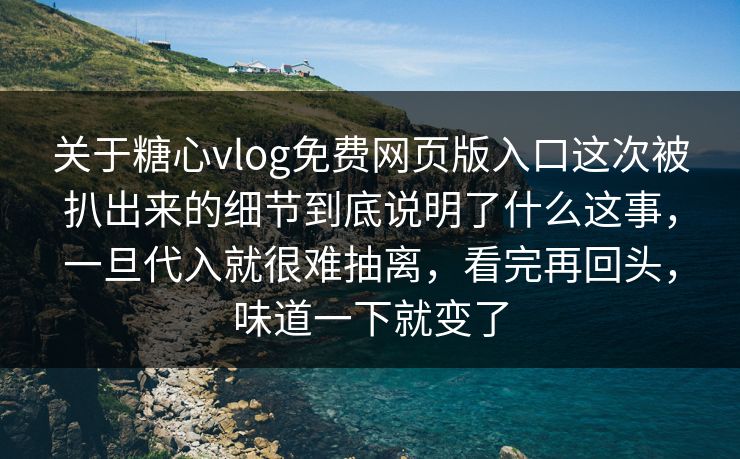 关于糖心vlog免费网页版入口这次被扒出来的细节到底说明了什么这事，一旦代入就很难抽离，看完再回头，味道一下就变了