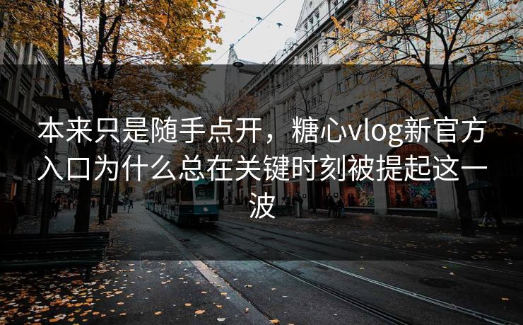 本来只是随手点开，糖心vlog新官方入口为什么总在关键时刻被提起这一波