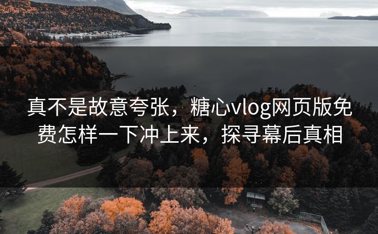 真不是故意夸张，糖心vlog网页版免费怎样一下冲上来，探寻幕后真相