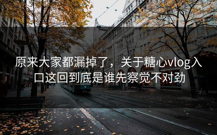 原来大家都漏掉了，关于糖心vlog入口这回到底是谁先察觉不对劲