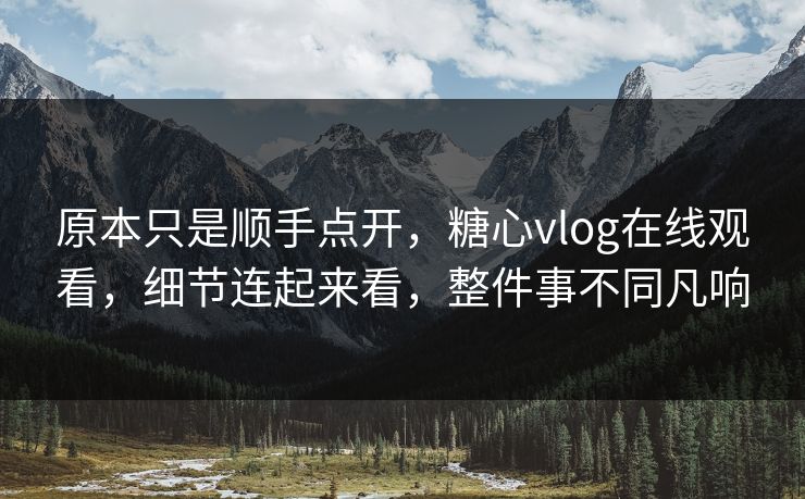 原本只是顺手点开，糖心vlog在线观看，细节连起来看，整件事不同凡响