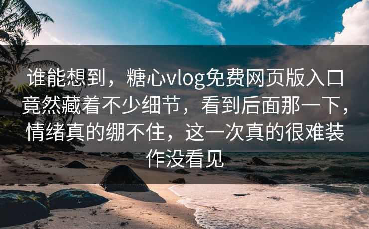 谁能想到，糖心vlog免费网页版入口竟然藏着不少细节，看到后面那一下，情绪真的绷不住，这一次真的很难装作没看见
