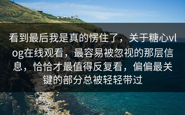 看到最后我是真的愣住了，关于糖心vlog在线观看，最容易被忽视的那层信息，恰恰才最值得反复看，偏偏最关键的部分总被轻轻带过