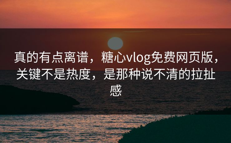 真的有点离谱，糖心vlog免费网页版，关键不是热度，是那种说不清的拉扯感